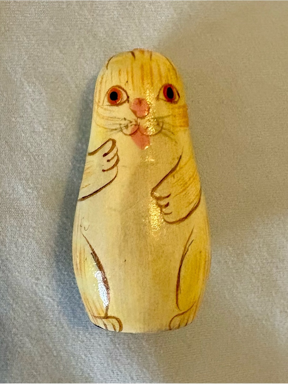 Vintage Matryoshka Hand Painted Tabby Cat Kitty Wood Russian Nesting Dolls Set 5 - Picture 5 of 10